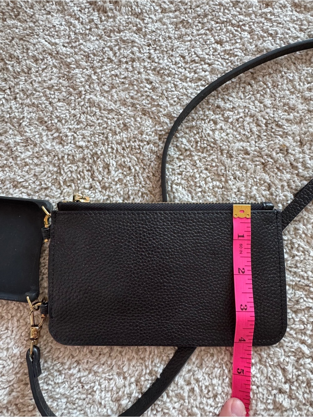 Bandolier Black Leather Crossbody Card Wallet with iPhone Case - Picture 5 of 7